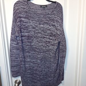 Ellen Tracy Purple with Ivory Lightweight Sweater